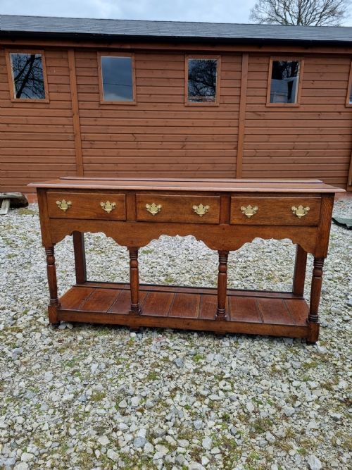 Antique Early 19th Century Oak Small 3 Drawer Potboard Dresser/side Server
