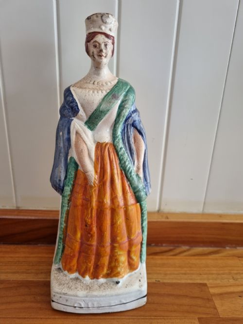 Unusual 19thc Staffordshire Figure of Young Queen Victoria