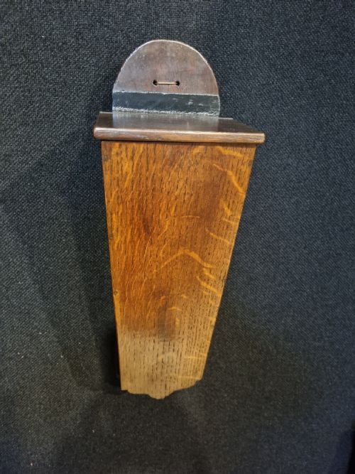 Charming 18thc Oak Candle Box Wall Hanging