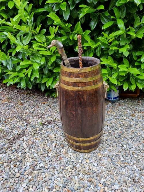 Large Country House Antique Oak Umbrella/stick Stand
