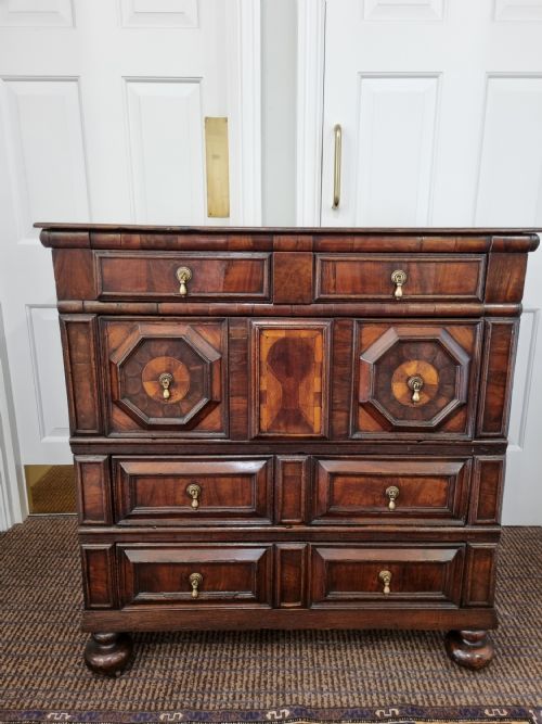 17thc Walnut Oak and Oyster Walnut 2 Part Chest