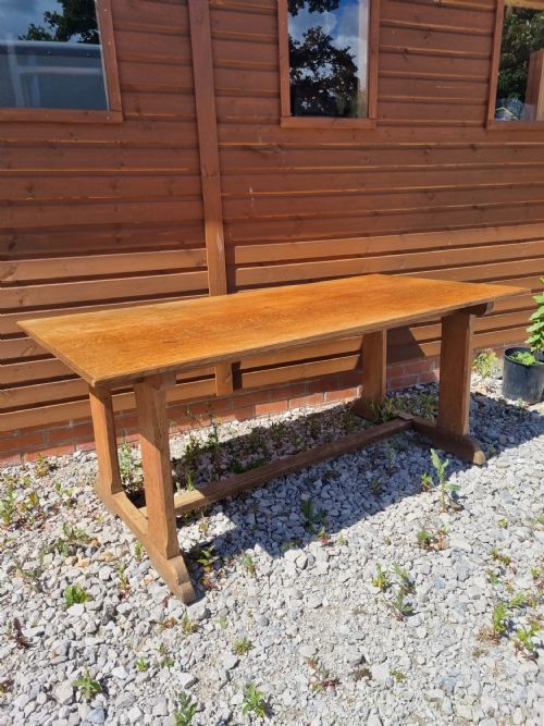 Arts and Crafts Oak Trestle Table