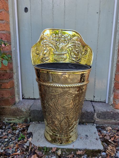 Superb Genuine 18thc French Brass Grape Hod/log Holder