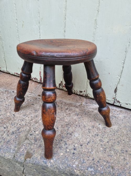 19thc Welsh Elm Small 4 Legged Stool/sample Piece