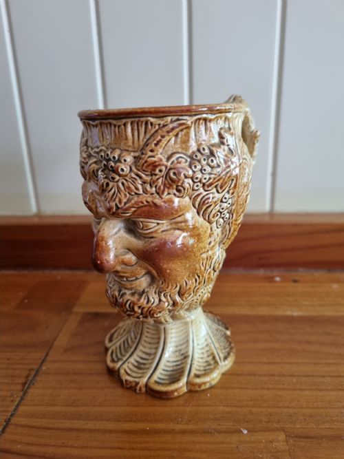 A Good 19thc Briddon Bacchus Face Stoneware Mug