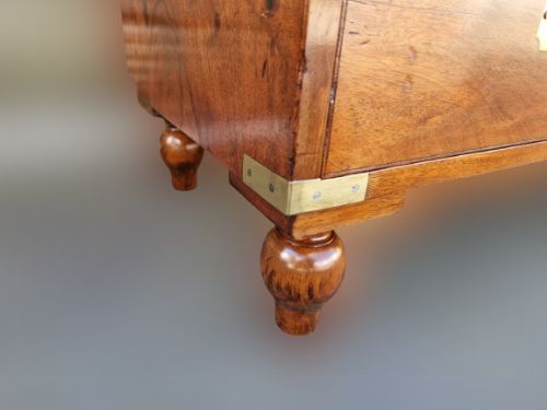 fig 1. 19TH CENTURY 2 PART BRASS BOUND MAHOGANY MILITARY CHEST