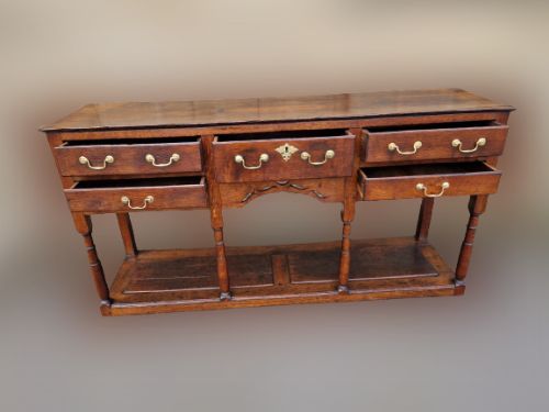 Rare Late 18thc South Wales Small Original .Oak Potboard Dresser Base