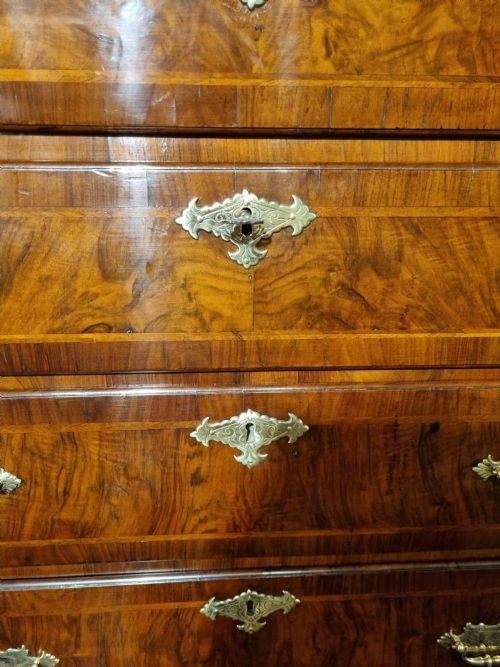 fig 1. 18thC WALNUT HERRINGBONE INLAY CHEST ON CHEST