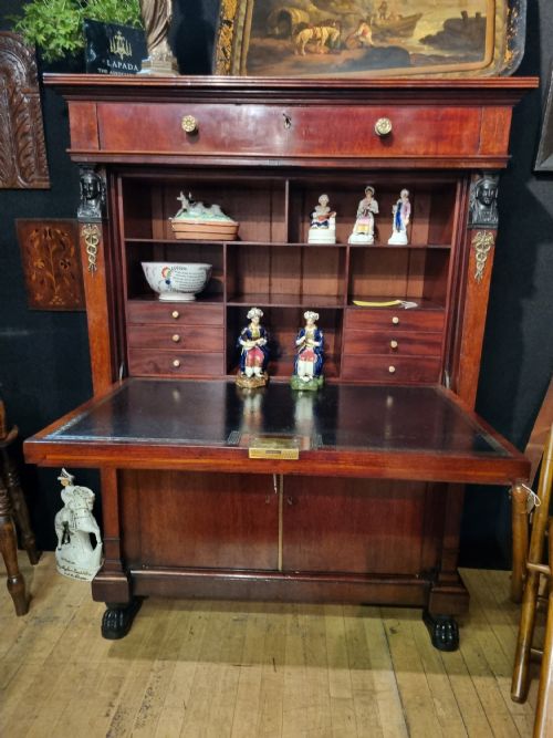 Antique English Mahogany and Ebony Secretaire Abbantant