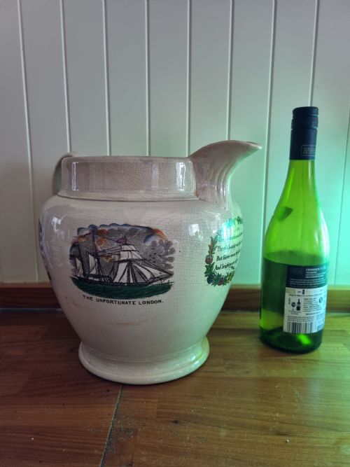 fig 1. MASSIVE ANTIQUE SUNDERLAND LUSTRE JUG WITH SHIPPING SCENES