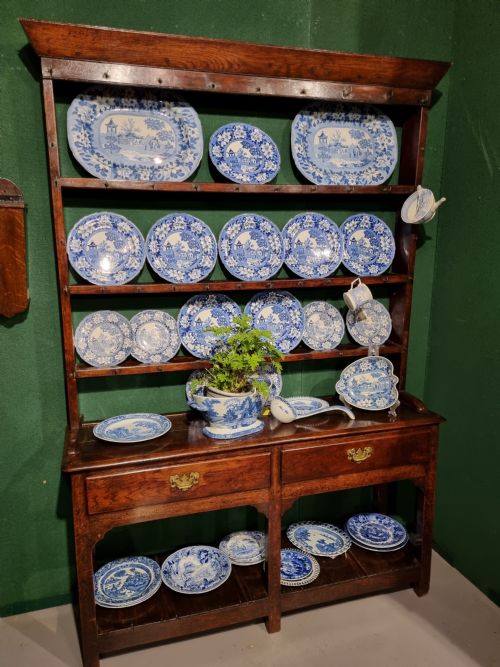 fig 1. VERY SMALL E19THC CAMARTHENSHIRE OAK POTBOARD DRESSER AND RACK