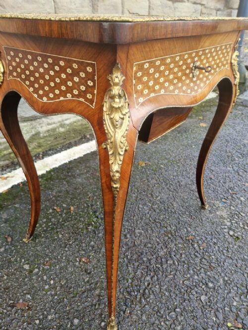 Super 19thc  Stylish London Made Tulipwood and Ormulu Small Worktable