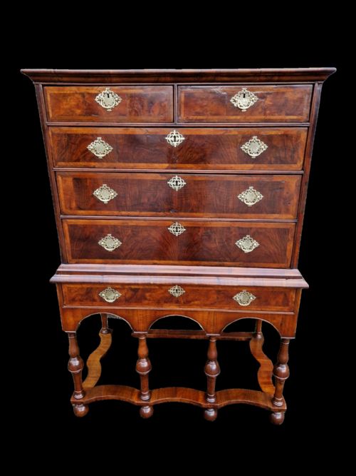 Antique Rare Late 17th C Walnut Chest on Stand C1700