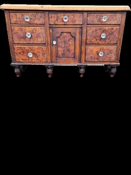 fig 1. ORIGINAL 19THC SIMULATED MULBERRY PAINTED PINE DRESSER