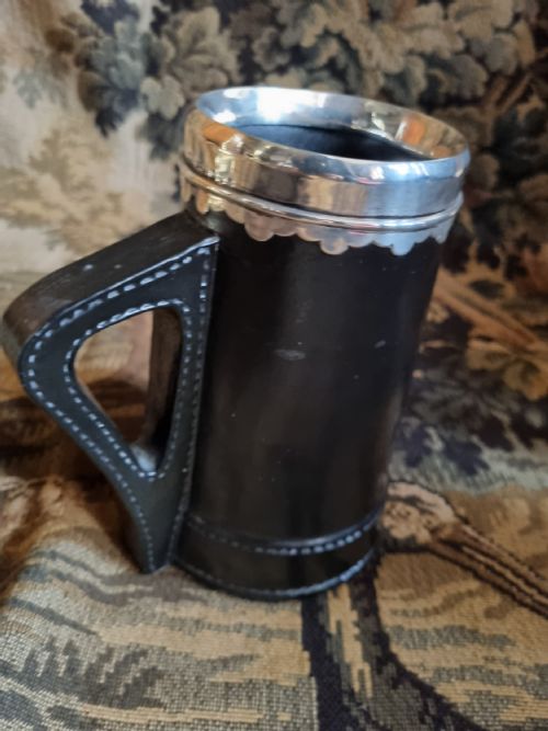 Aspreys  Silver Mounted Doulton "Leatherjack" Tankard