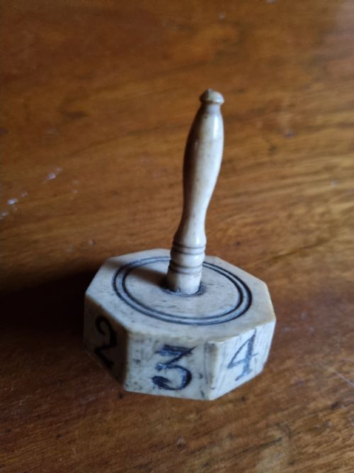 Charming E19thc "Prisoner of War"  Bone Teetotum( Spinner)