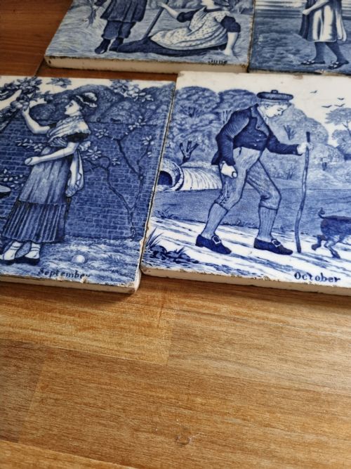 fig 1. 11 MONTHS OF THE YEAR WEDGWOOD BLUE AND WHITE AESTHETIC TILES .