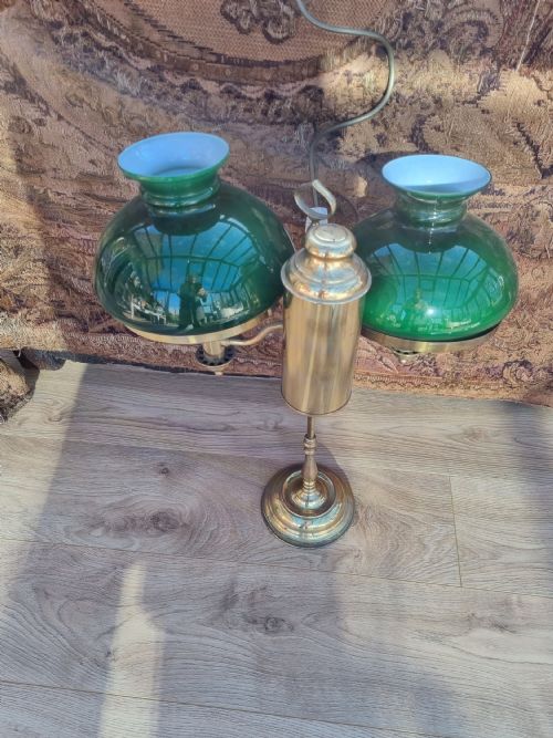 A Large Antique Twin Brass Student Lamp.