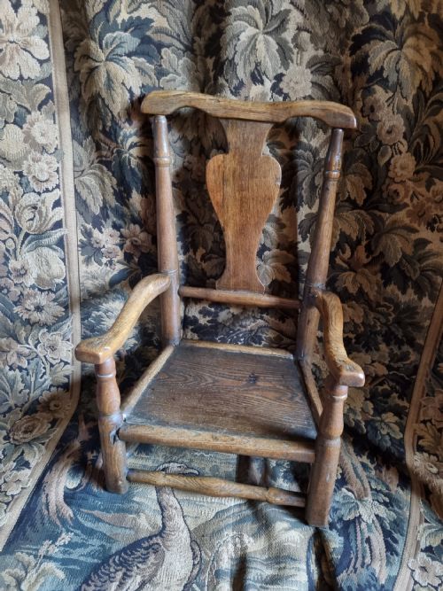 Unusual Naive  18thc Child,s Yew and Elm Armchair