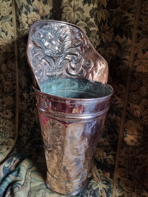 Large 19thc French Copper Embossed Grape Hod