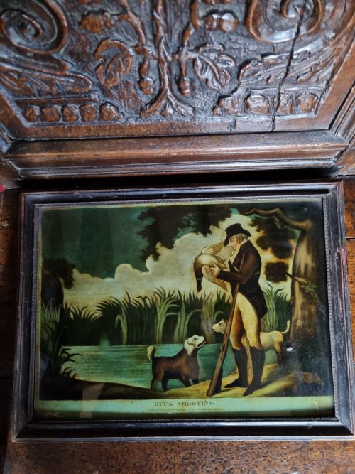 A Good Reverse Glass Picture "The Duck Shoot" Printed 1801