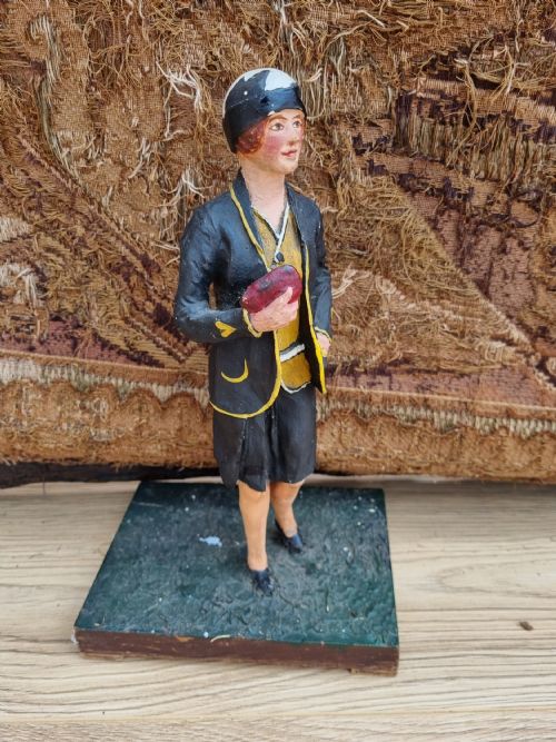 Unusual Painted Wood Figure of an Art Deco Lady