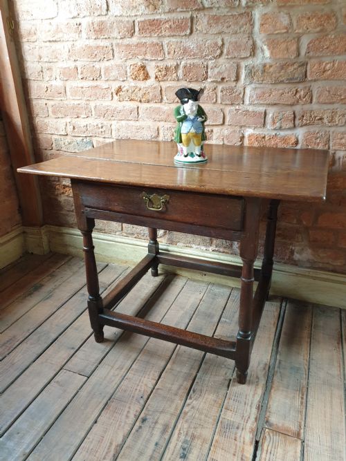 Early Welsh Single Drawer Side Table with Great Overhanging Top