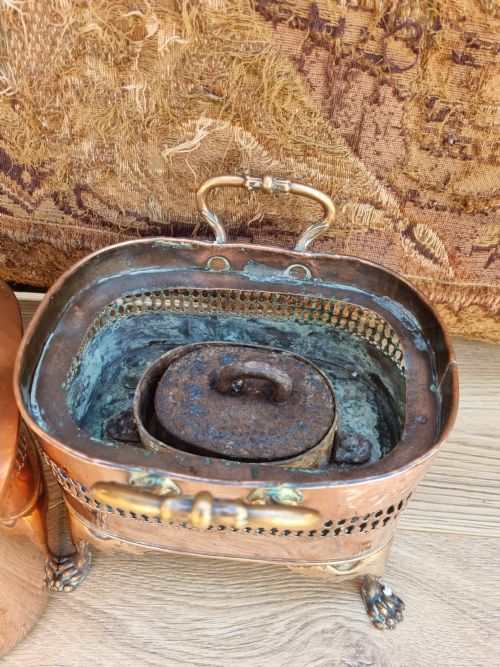 fig 1. AN UNIQUE E 19THC COPPER KETTLE ON STAND COMPLETE WITH HEATER