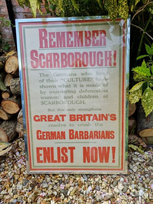 Original Ww1 Recruitment Poster Citing the Scarborough Bombing