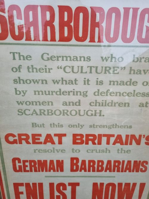 fig 1. ORIGINAL WW1 RECRUITMENT POSTER CITING THE SCARBOROUGH BOMBING