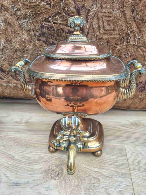 Good Small Regency Copper Complete Samovar