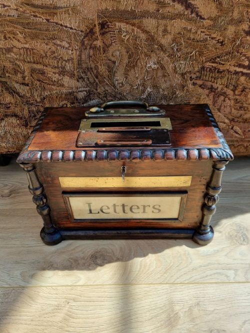 19thc Country House Large Rosewood Letter Box