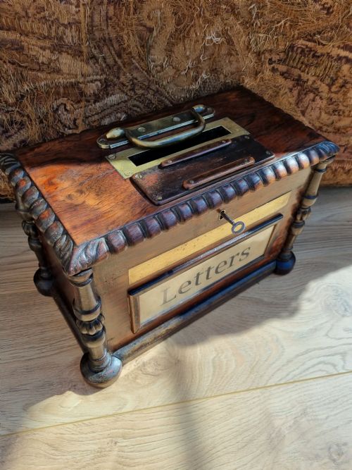 fig 1. 19THC COUNTRY HOUSE LARGE ROSEWOOD LETTER BOX