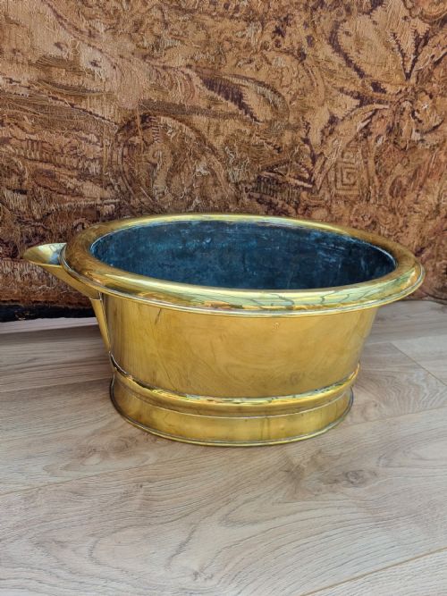 Unusual Rare Complete 19thc Brass Footbath with Spout