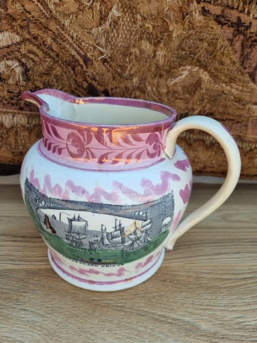 Large 19thc Sunderland Lustre Jug 
