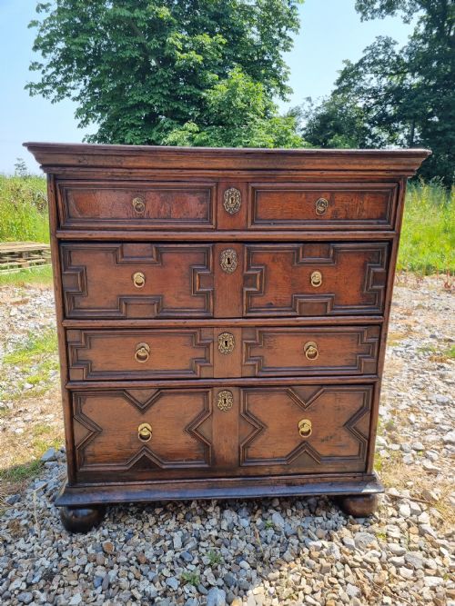 Good Small Late17thc/e18thc Oak Moulded Front Chest C1700
