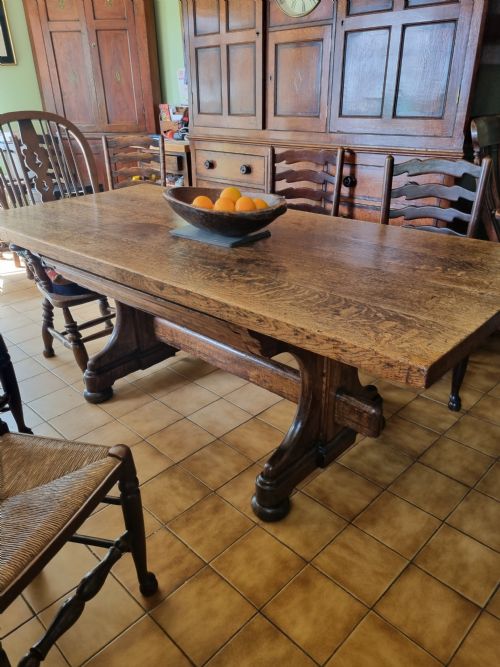 Super  18thc Thick Topped Oak Kitchen/dining  Country Table