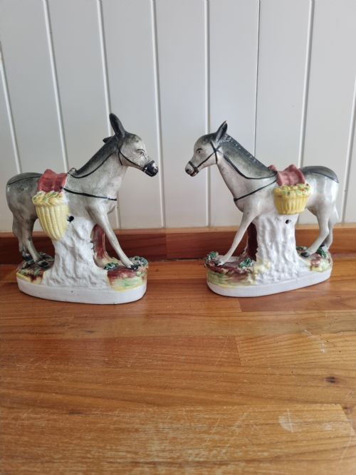 Pr of 19thc Staffordshire Donkeys