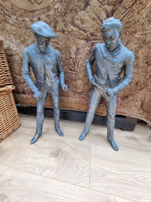 fig 1. TWO UNUSUAL ANTIQUE ZINC ALLOY TRADE FIGURES C1890