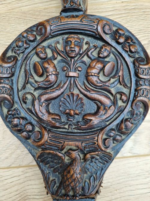 fig 1. WONDERFUL WELL PRESERVED PR OF L17TH/E18THC OAK FIRE BELLOWS