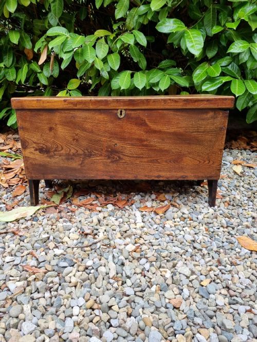 A Small 18thc Elm 6 Plank Coffer /Box