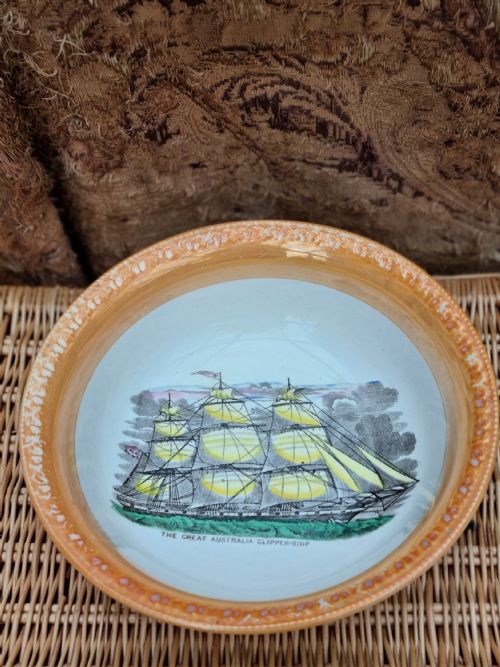 A Very Large 19thc Sunderland Lustre Bowl of "The Great Australia"clipper