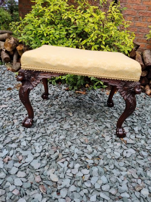 19thc Irish  Walnut Winged Cherub Large Stool