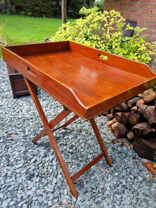 A Large 19thc Mahogany "Butler,s " Tray and Stand