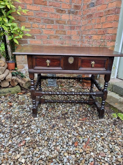 17th C Original Oak Bobbin Turned Side Table