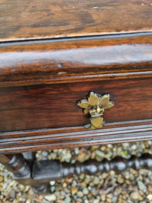 fig 1. 17TH C ORIGINAL OAK BOBBIN TURNED SIDE TABLE