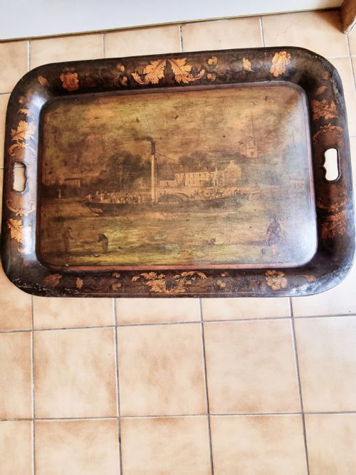 Unique Scottish Toleware Tray of the Steamship "The Waverley"