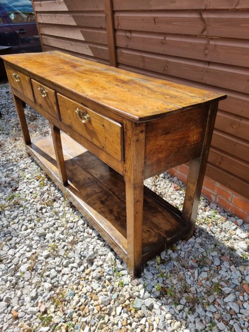 fig 1. RARE 18THC SOUTH WALES ELM POT BOARD DRESSER BASE .