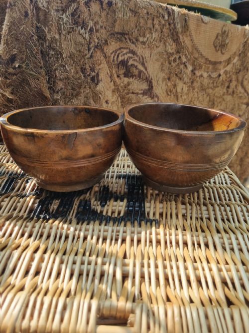 Unusual Pair of 19thc Welsh Elm  Cawl Bowls