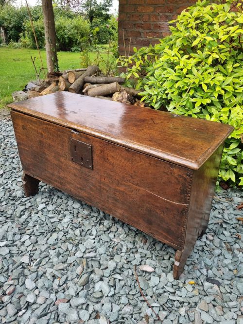 An Late 17thc/e18thc Elm 6 Plank Coffer
